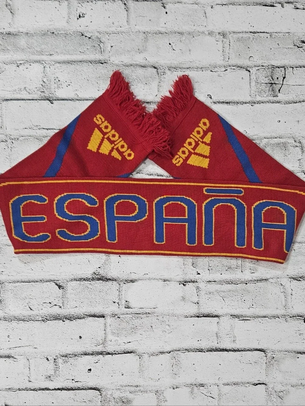 Adidas Spain Espana Soccer Fan Scarf Red Blue Yellow Football Knit